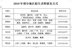 2019年部分地區招生老師聯系方式